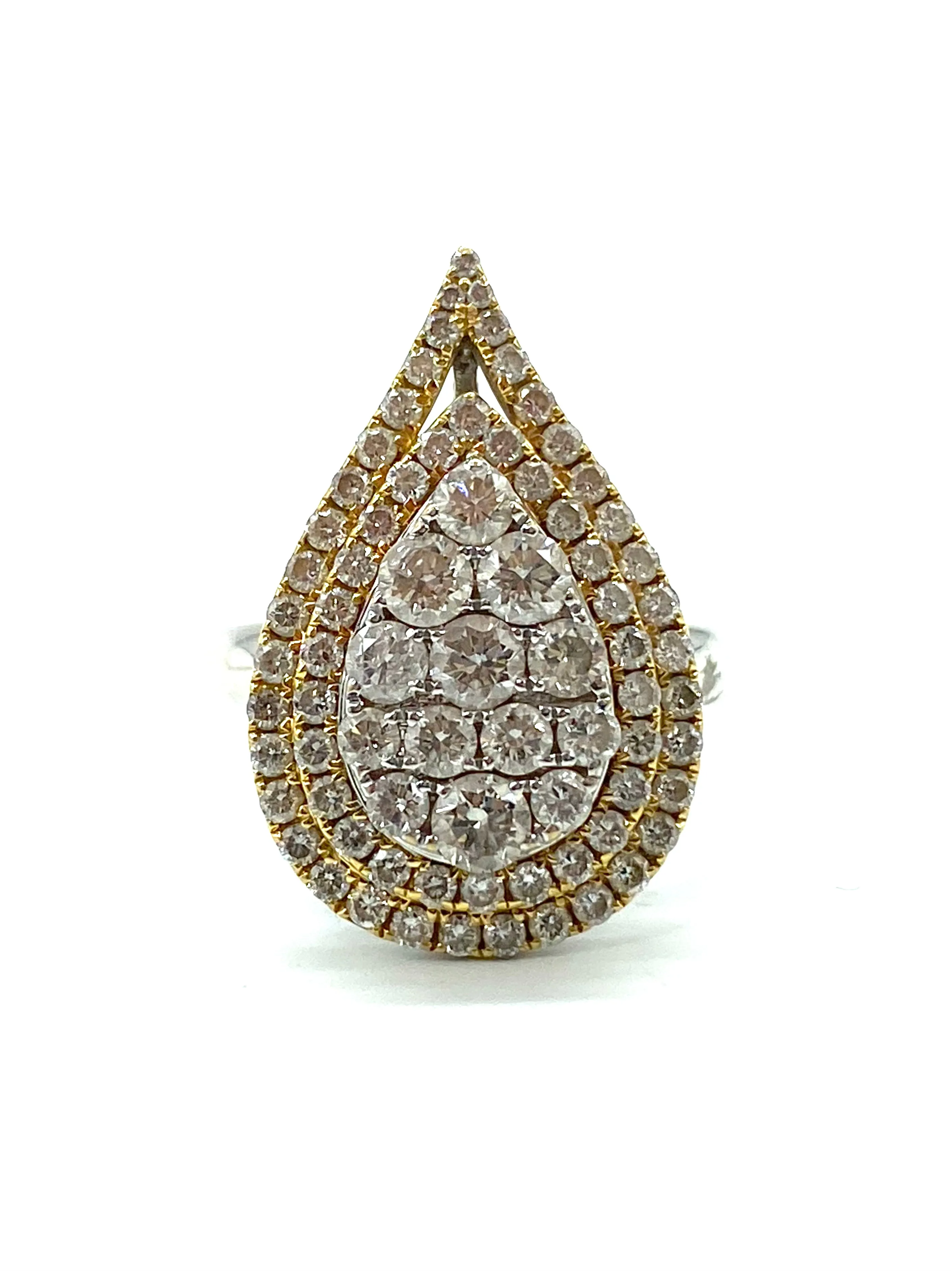 Cluster Diamond Pear Shaped Ring