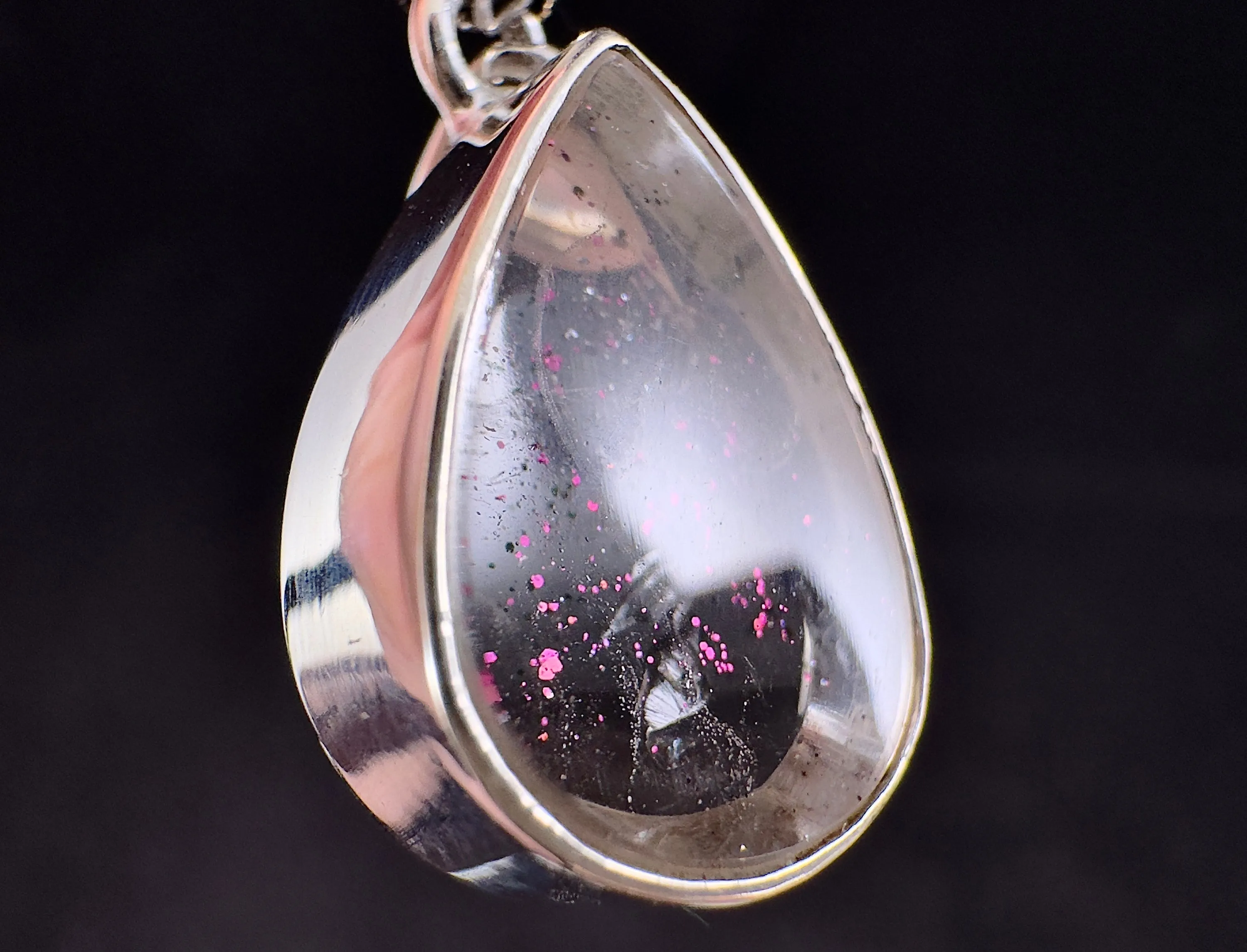 COVELLITE Pink Fire Quartz Crystal Pendant - Fine Jewelry, Healing Crystals and Stones, 54273