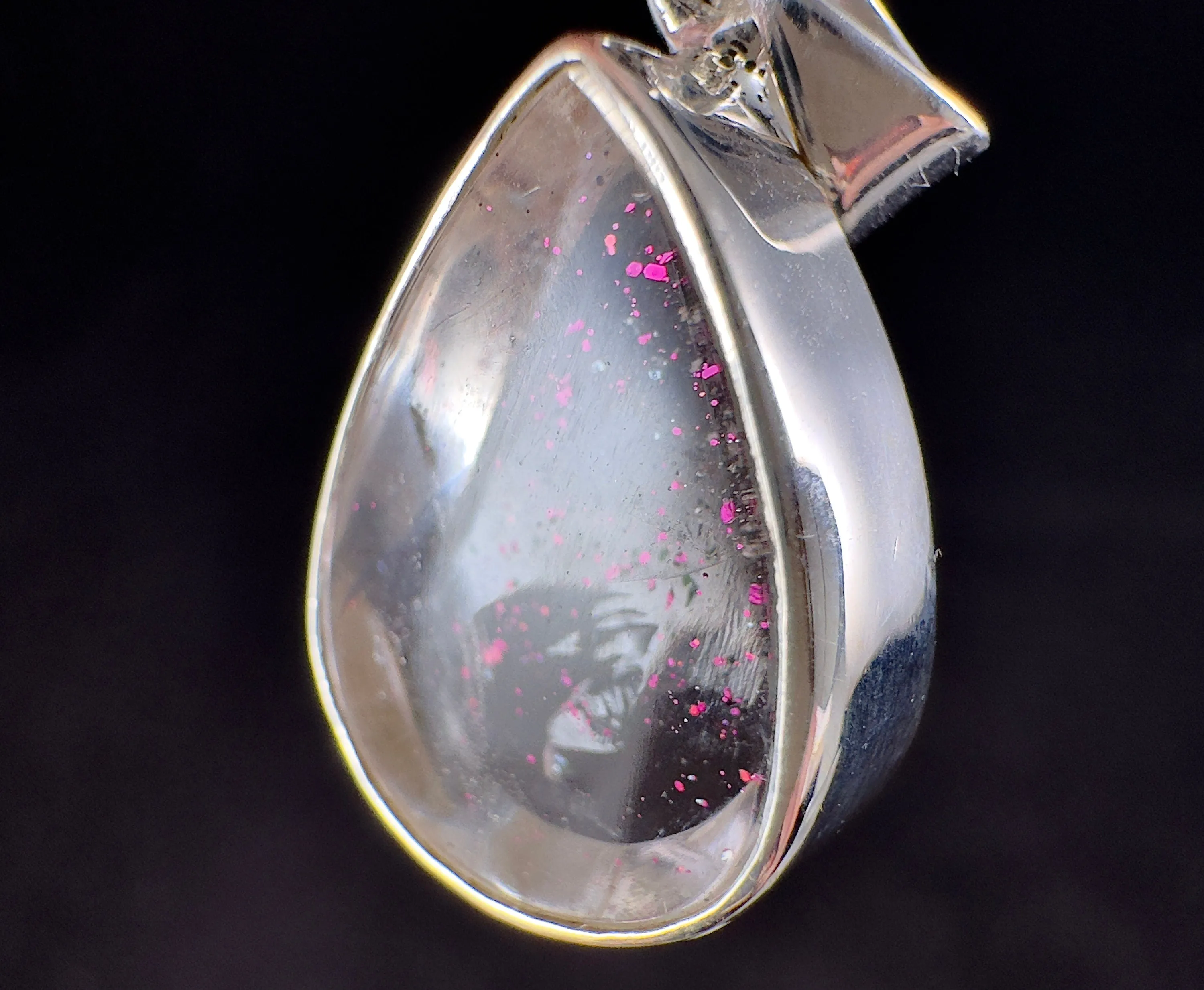 COVELLITE Pink Fire Quartz Crystal Pendant - Fine Jewelry, Healing Crystals and Stones, 54273