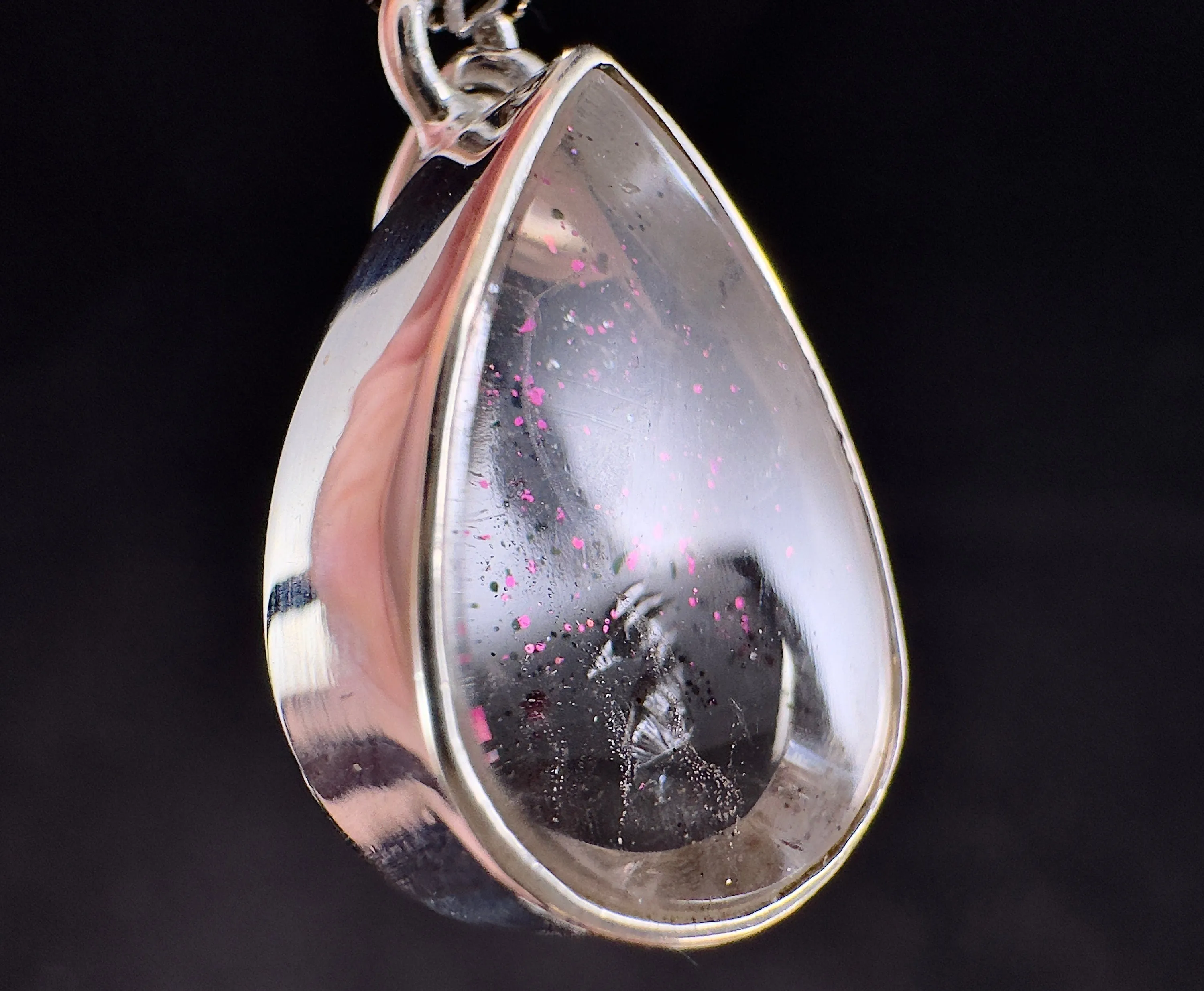 COVELLITE Pink Fire Quartz Crystal Pendant - Fine Jewelry, Healing Crystals and Stones, 54273