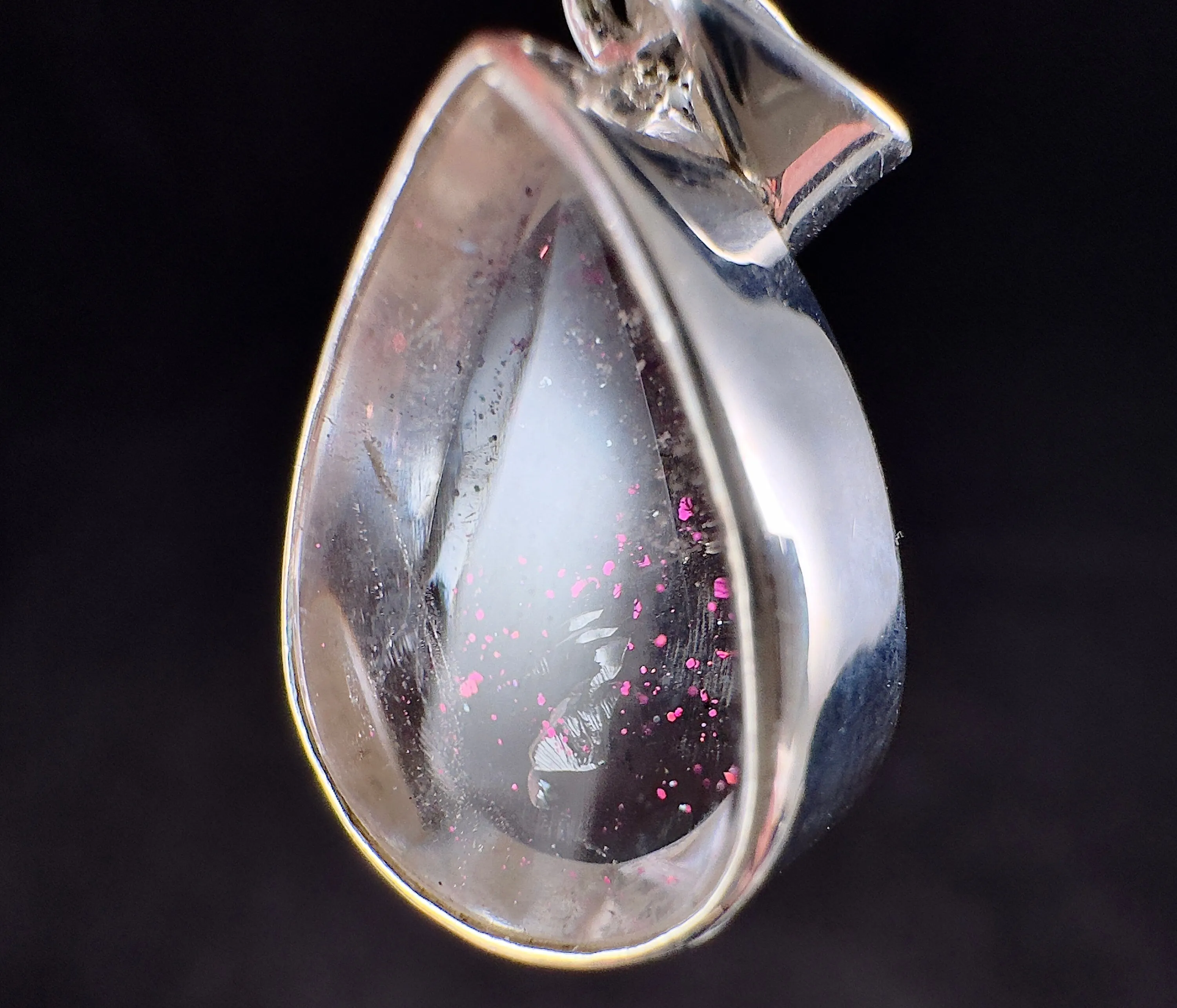 COVELLITE Pink Fire Quartz Crystal Pendant - Fine Jewelry, Healing Crystals and Stones, 54273