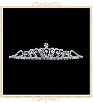 Dainty Piston Burst Rhinestone Tiara (15063)