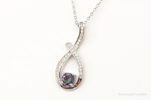 Designer Ryze Mystic Topaz Cubic Zirconia Sterling Silver Necklace