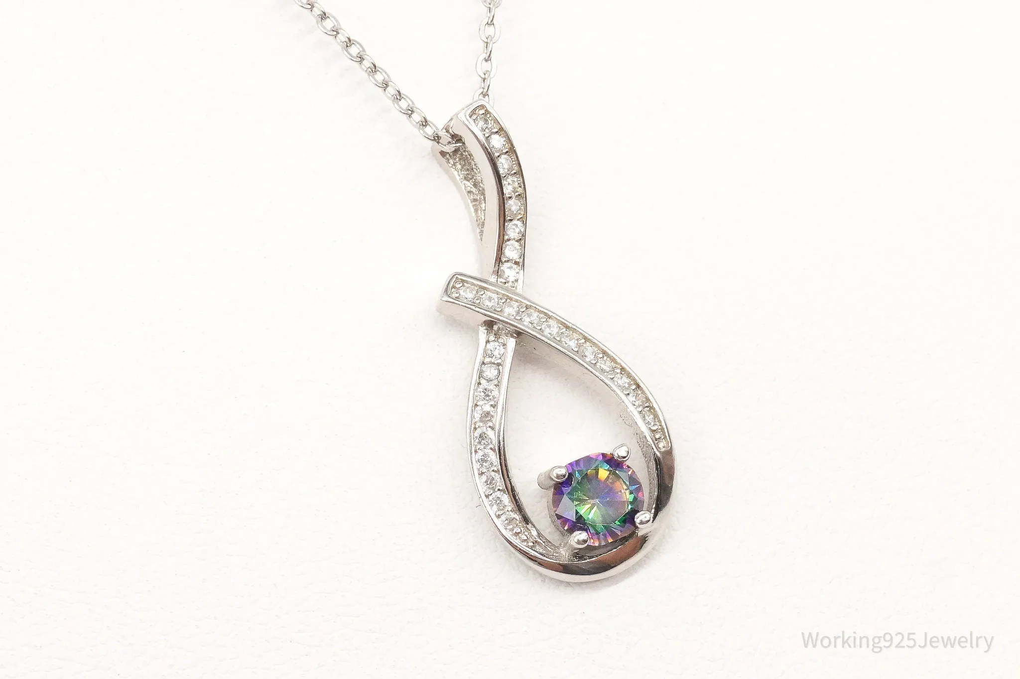 Designer Ryze Mystic Topaz Cubic Zirconia Sterling Silver Necklace