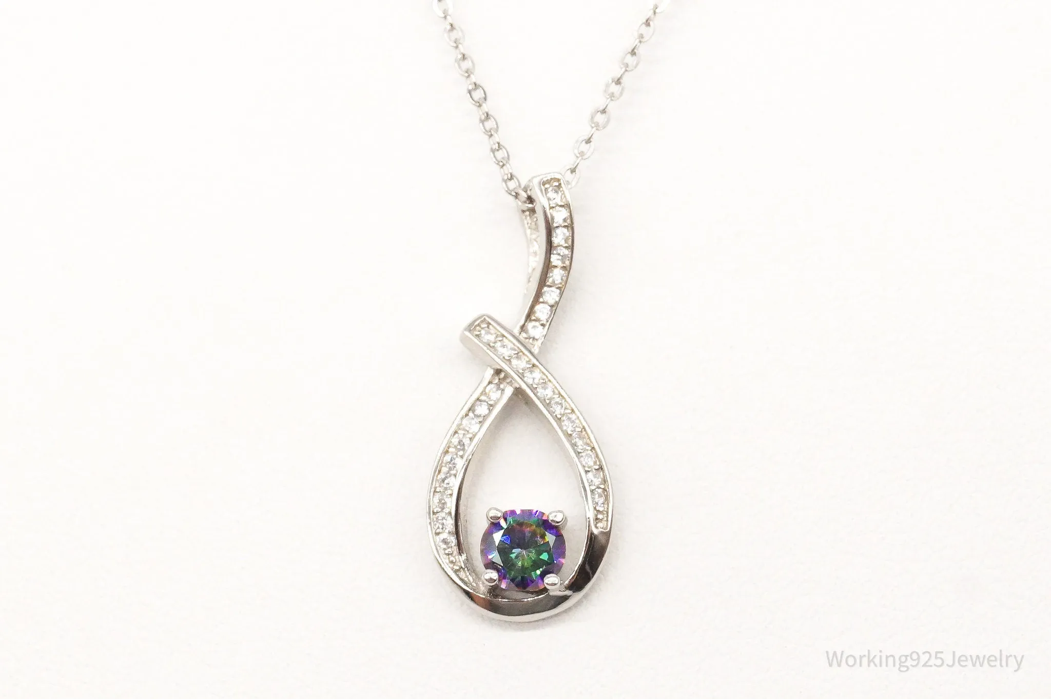 Designer Ryze Mystic Topaz Cubic Zirconia Sterling Silver Necklace