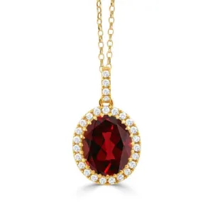 Doves 18K Yellow Gold Garnet and Diamond Pendant