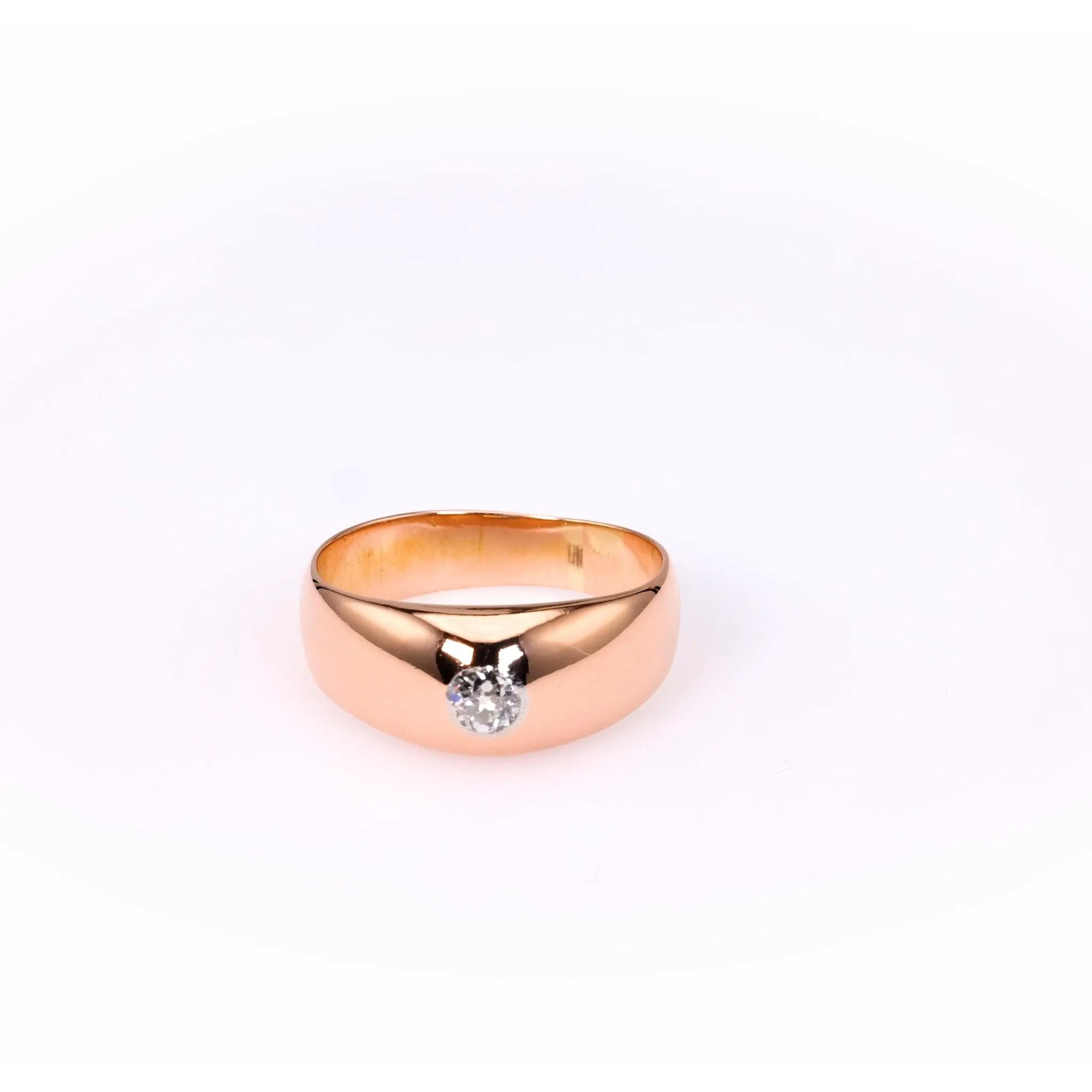 Edwardian Old European Cut Diamond 18k Rose Gold Ring