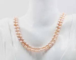 Fresh Water Pearl Gemstone Necklace Cultured Pearls Small pearl Necklace Natural Pink Pearl Freshwater Pearls 22 inches SKU:6142820