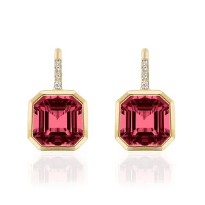 Garnet Earrings with Diamonds