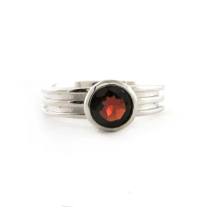 Garnet Round Layer Ring in Sterling Silver