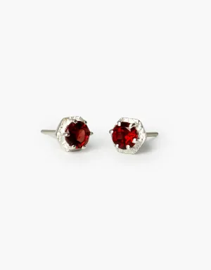 Glimmer Studs - Silver & Garnet