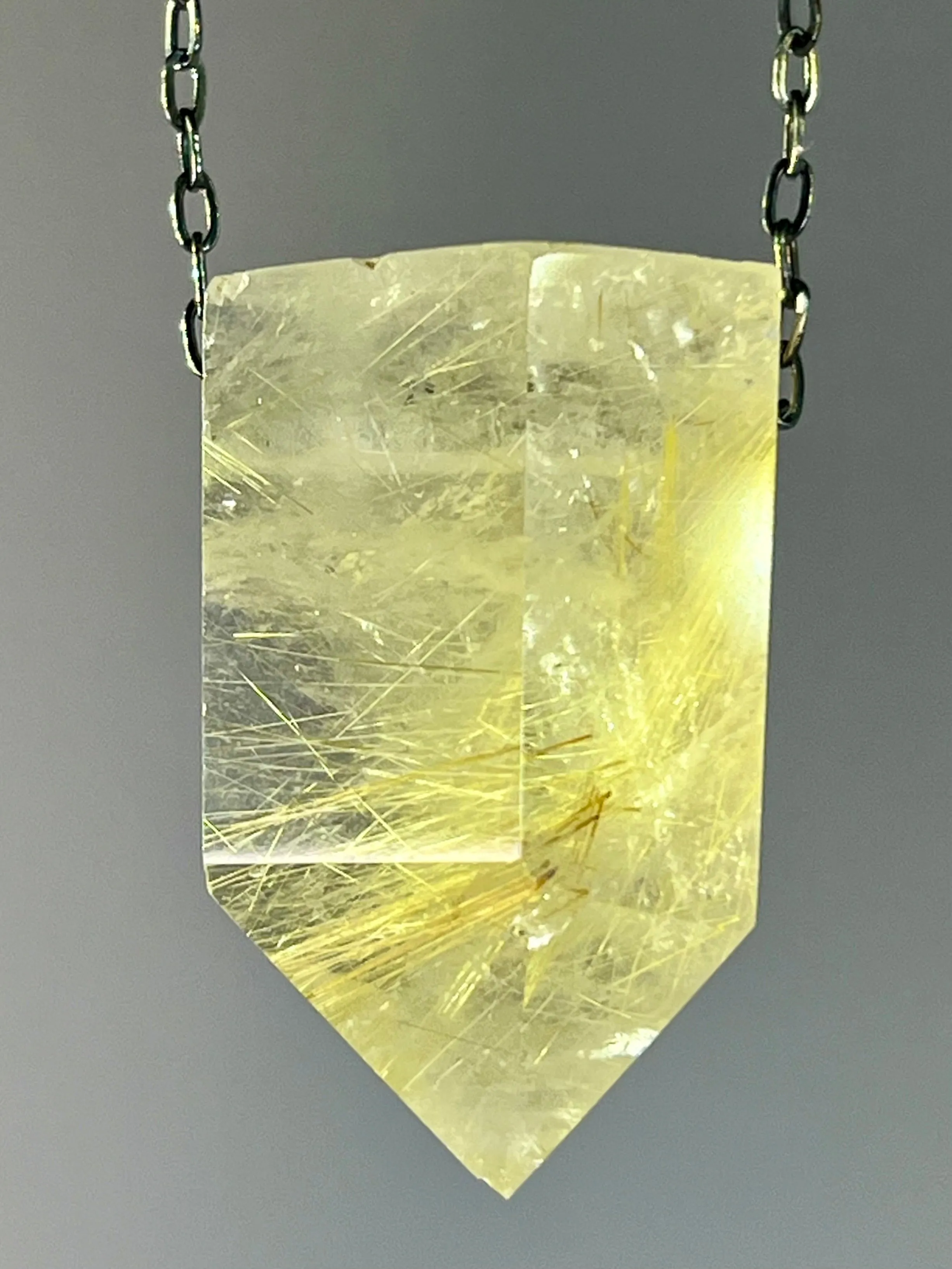 Gold Rutile Quartz Crystal Necklace