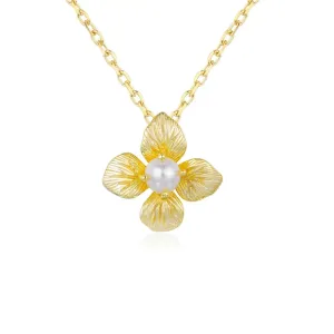 Gossamer Petal Pearl Necklace (Yellow Gold)