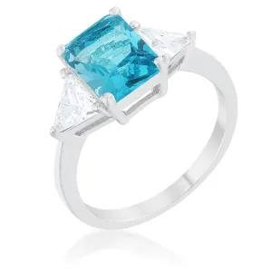 Gretchen Blue Topaz Radiant Cut Three Stone Cocktail Ring  | 4.5ct