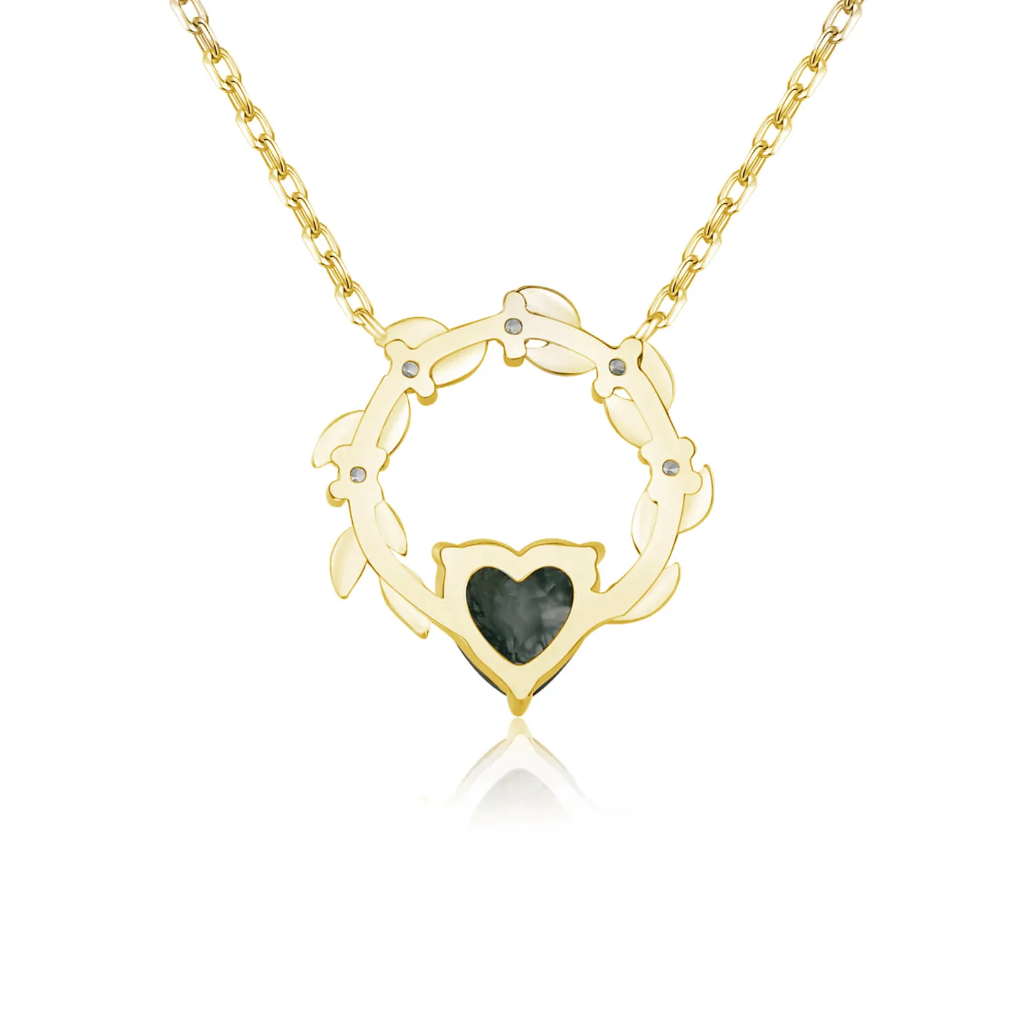 Heart’s Desire Moss Agate Yellow Gold Necklace©