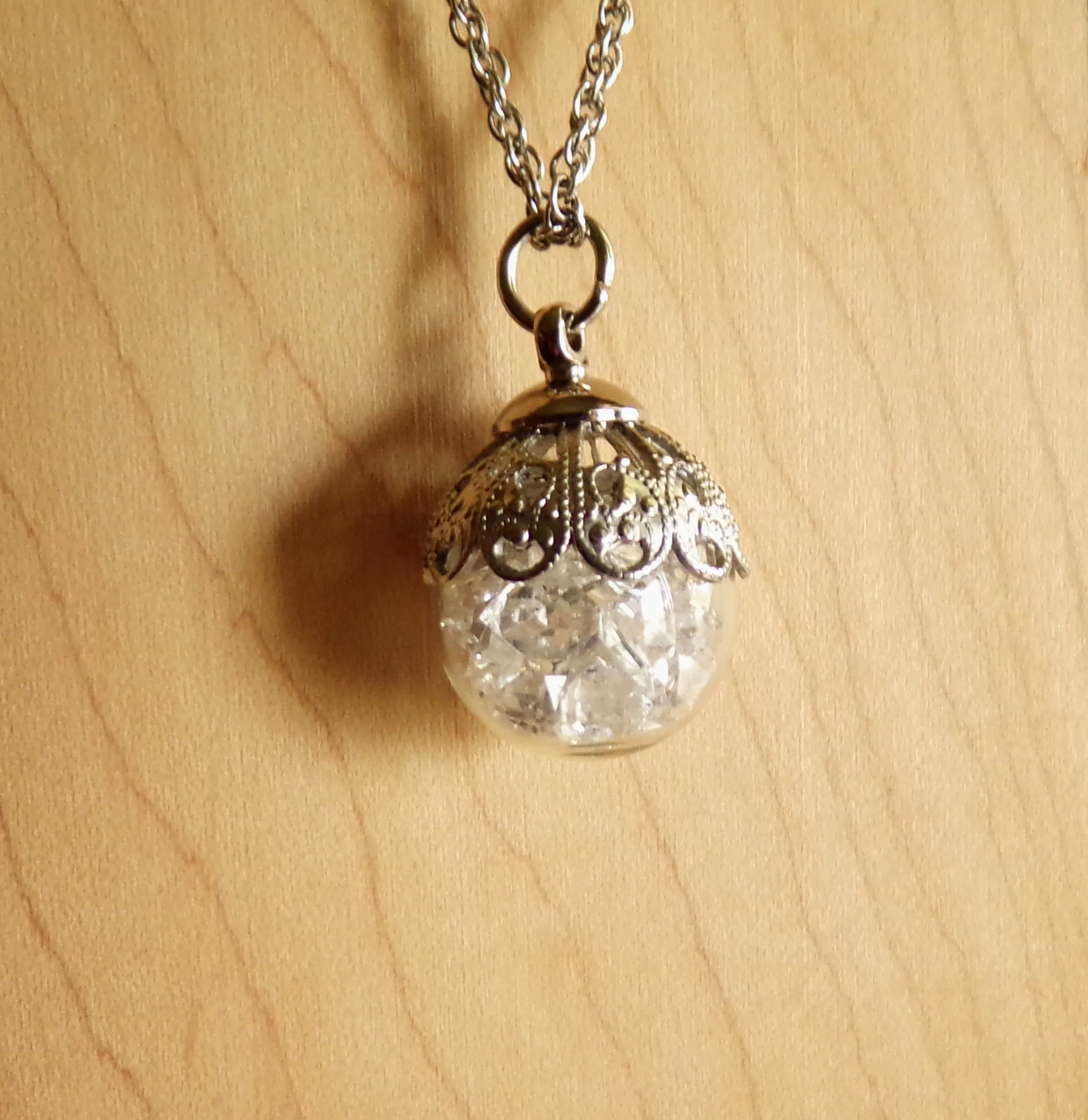 Herkimer Diamond Natural Gemstones Crystal Ball Pendant Necklace