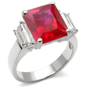 High-Polished 925 Sterling Silver Ring with Synthetic Garnet in Ruby for Women Style 6X061