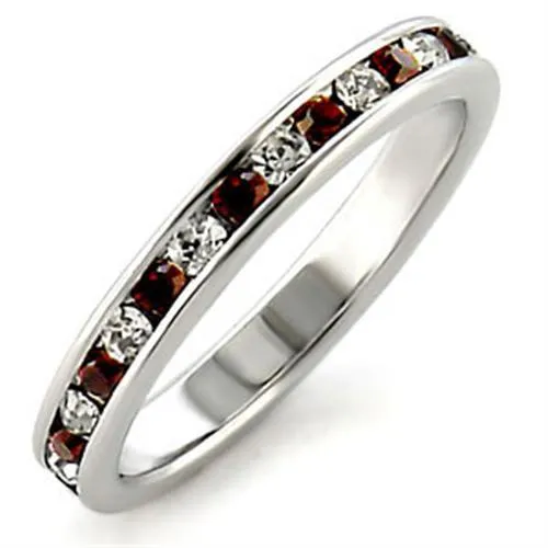 High-Polished 925 Sterling Silver Ring with Top Grade Crystal in Garnet for Women Style LOA508