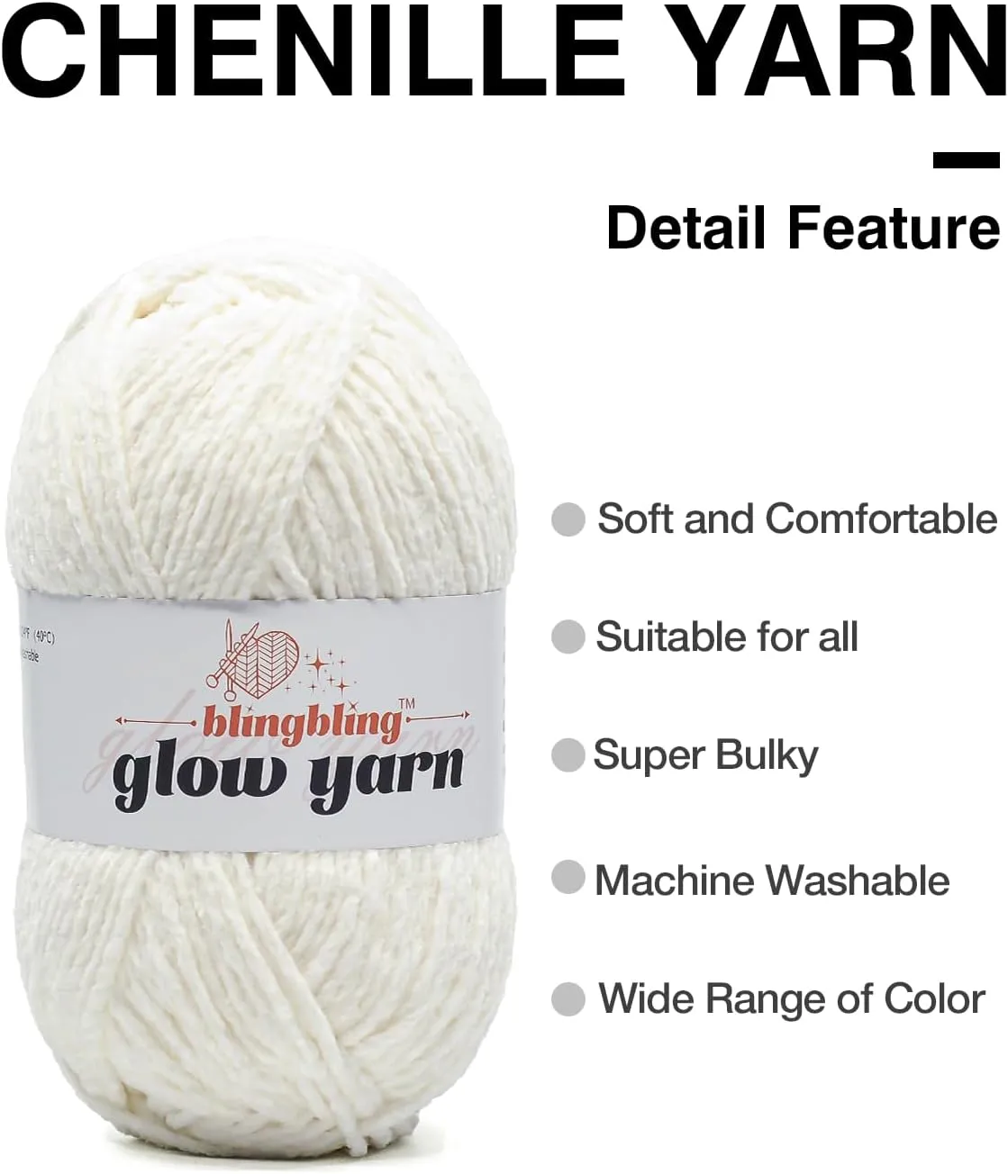 High Quality Coral pink Glow-in-the-Dark Chenille Yarn