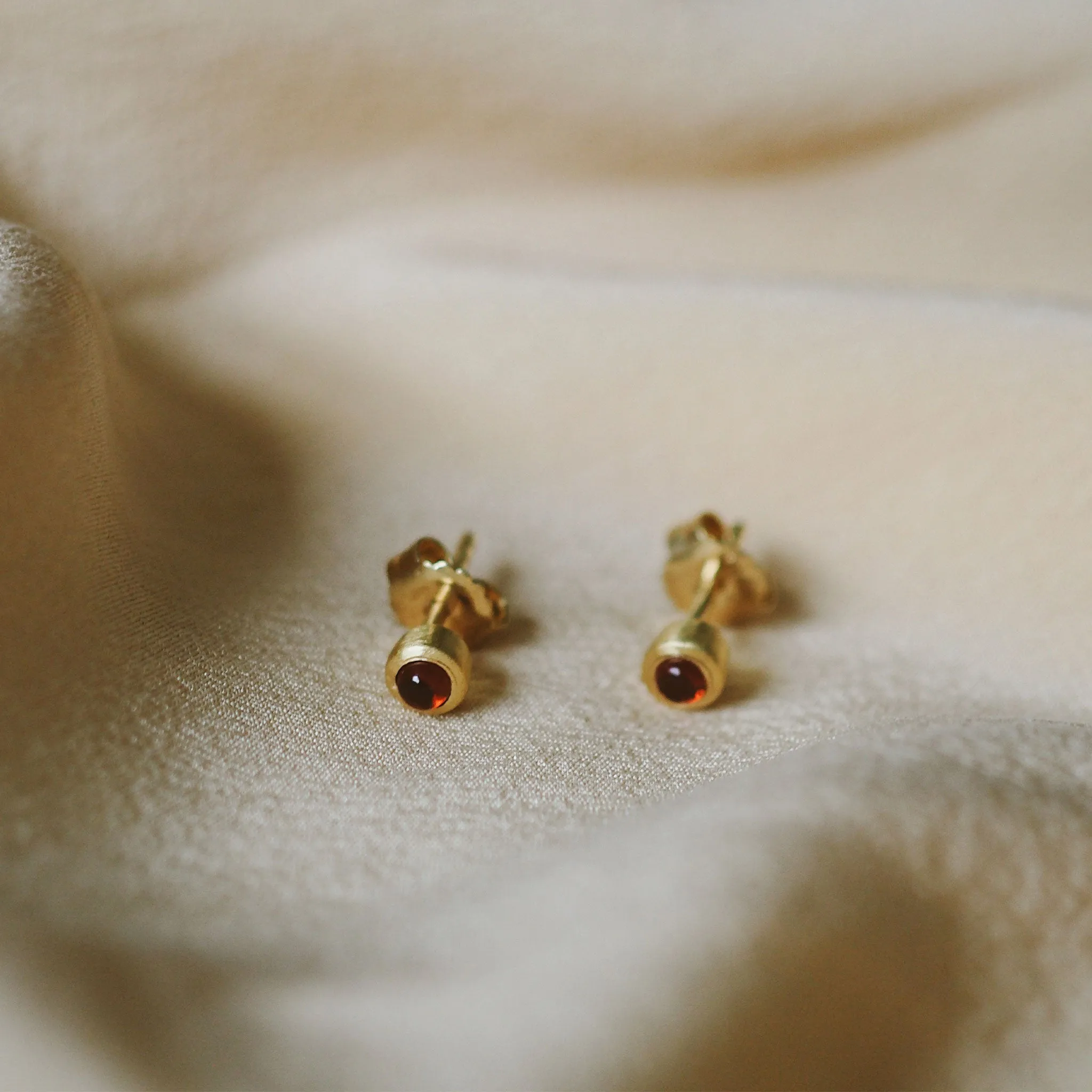 January Garnet Birthstone Stud Earrings