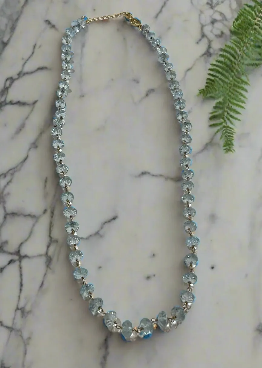 Kay Crista Sky Blue Topaz Bead Necklace In Gold Fill