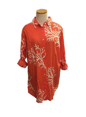 KikiSol Papaya Coral Oversized Boyfriend Shirt