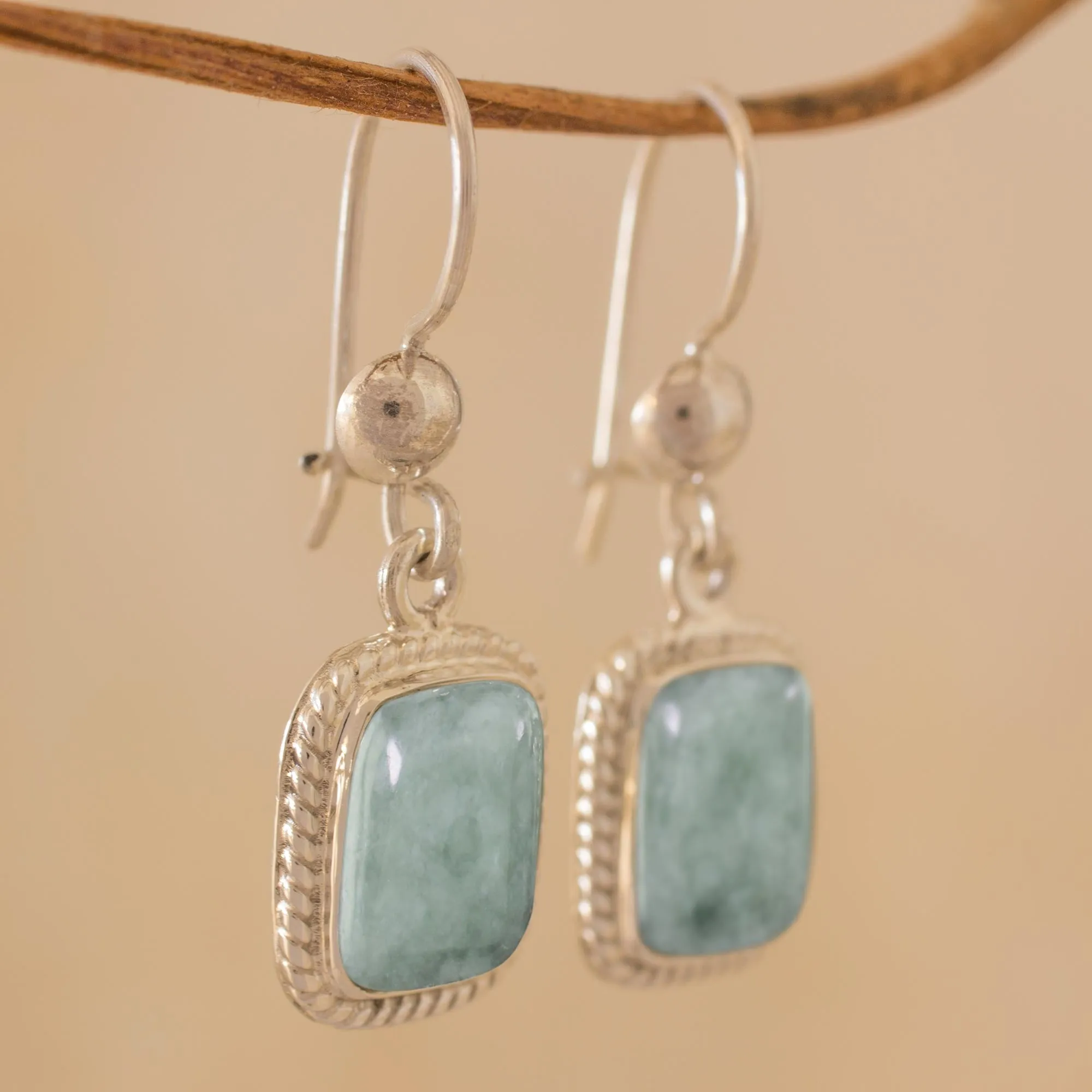 Life Divine Guatemalan Green Jade Artisan Crafted Earrings