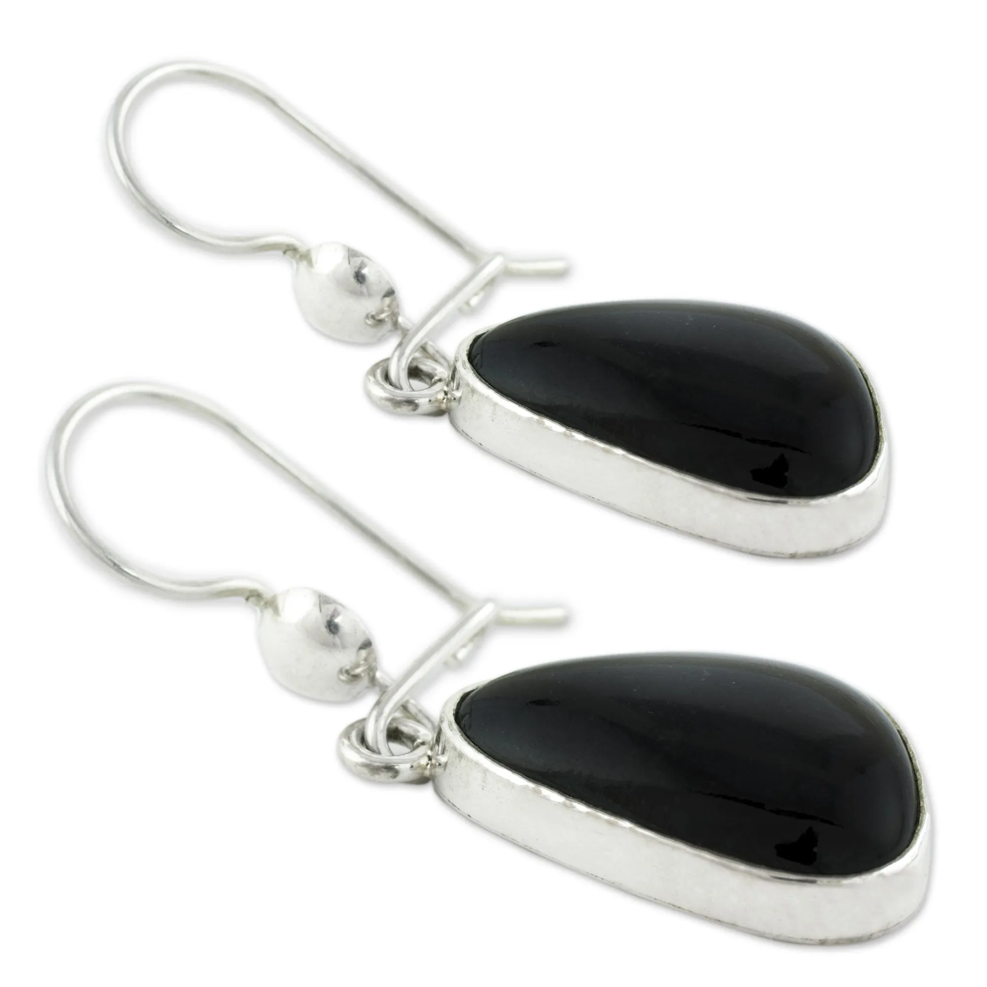 Maya Night Jade & Silver Dangle Earrings