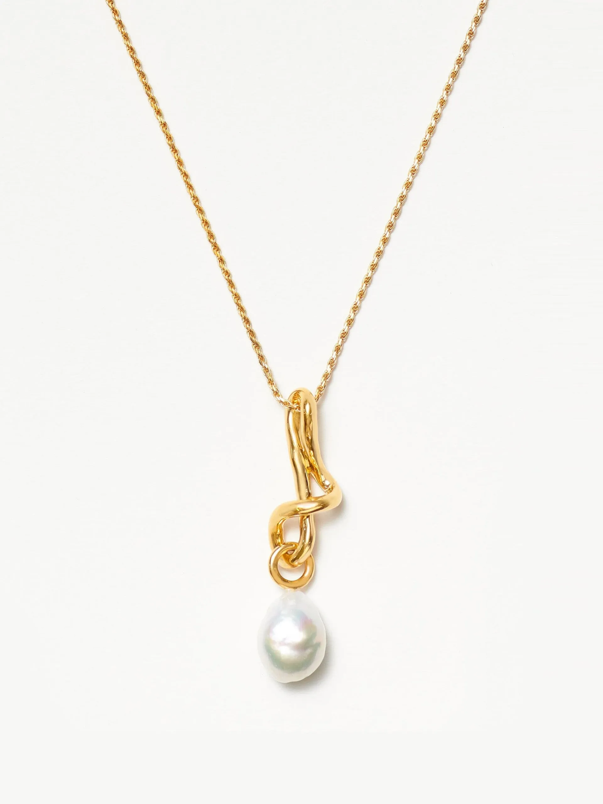 Molten pearl drop pendant necklace