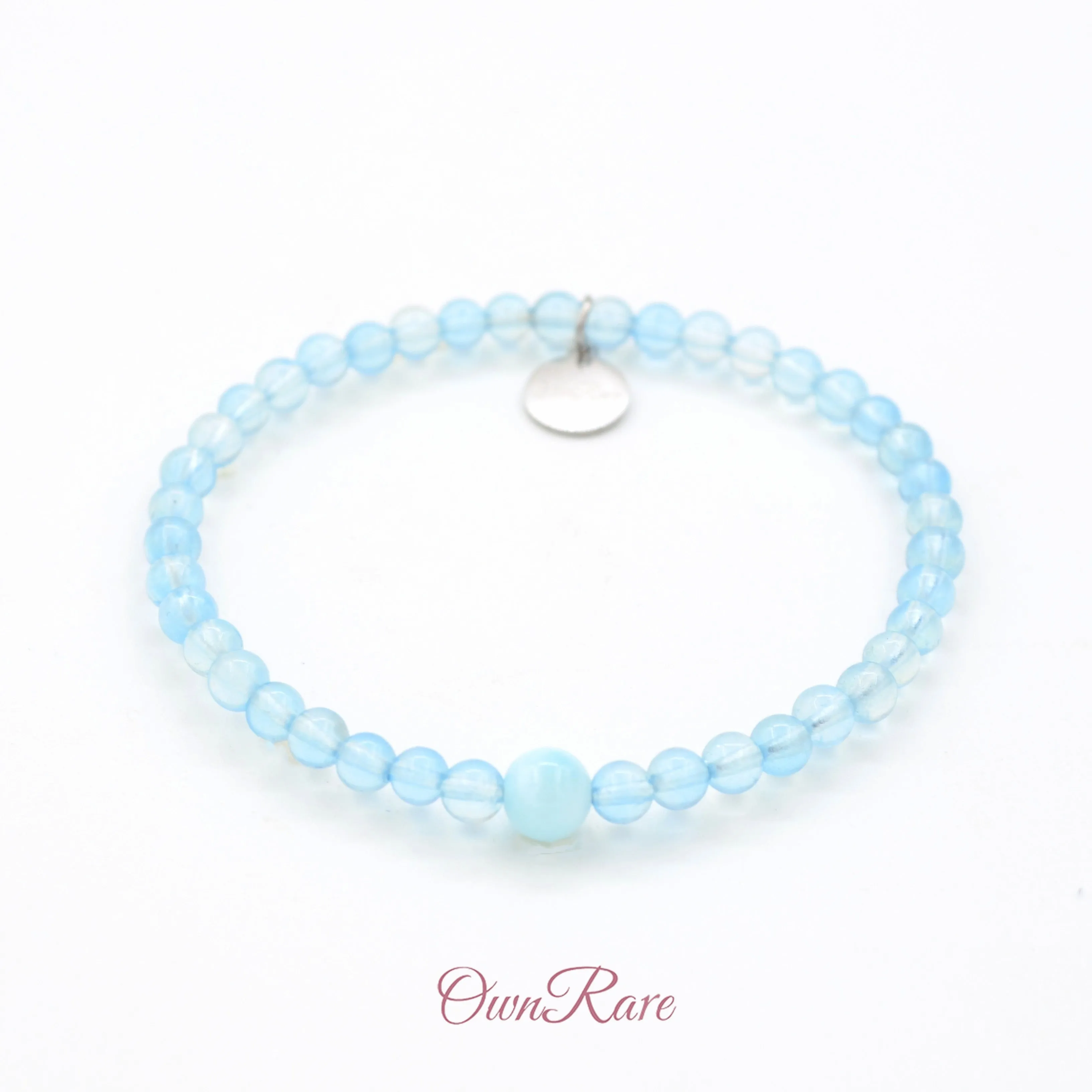 Natural Blue Aquamarine & Sea grain stone Wave Stone Bracelet,Serenity Healing bracelet🌊