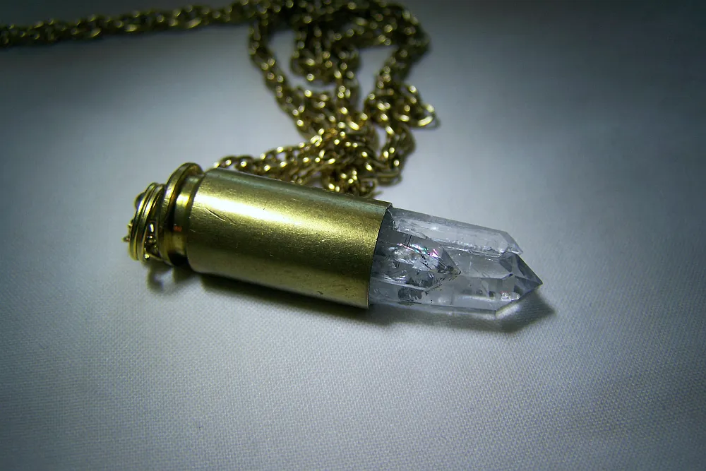 Natural Quartz Crystal Bullet Jewelry Pendant