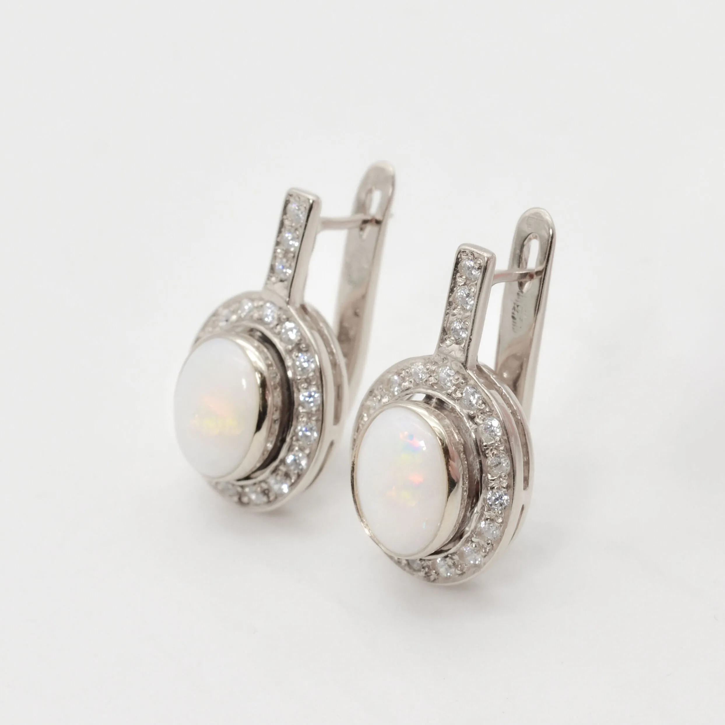 Opal Vintage Earrings - Statement Silver Earrings - Long Opal Earrings