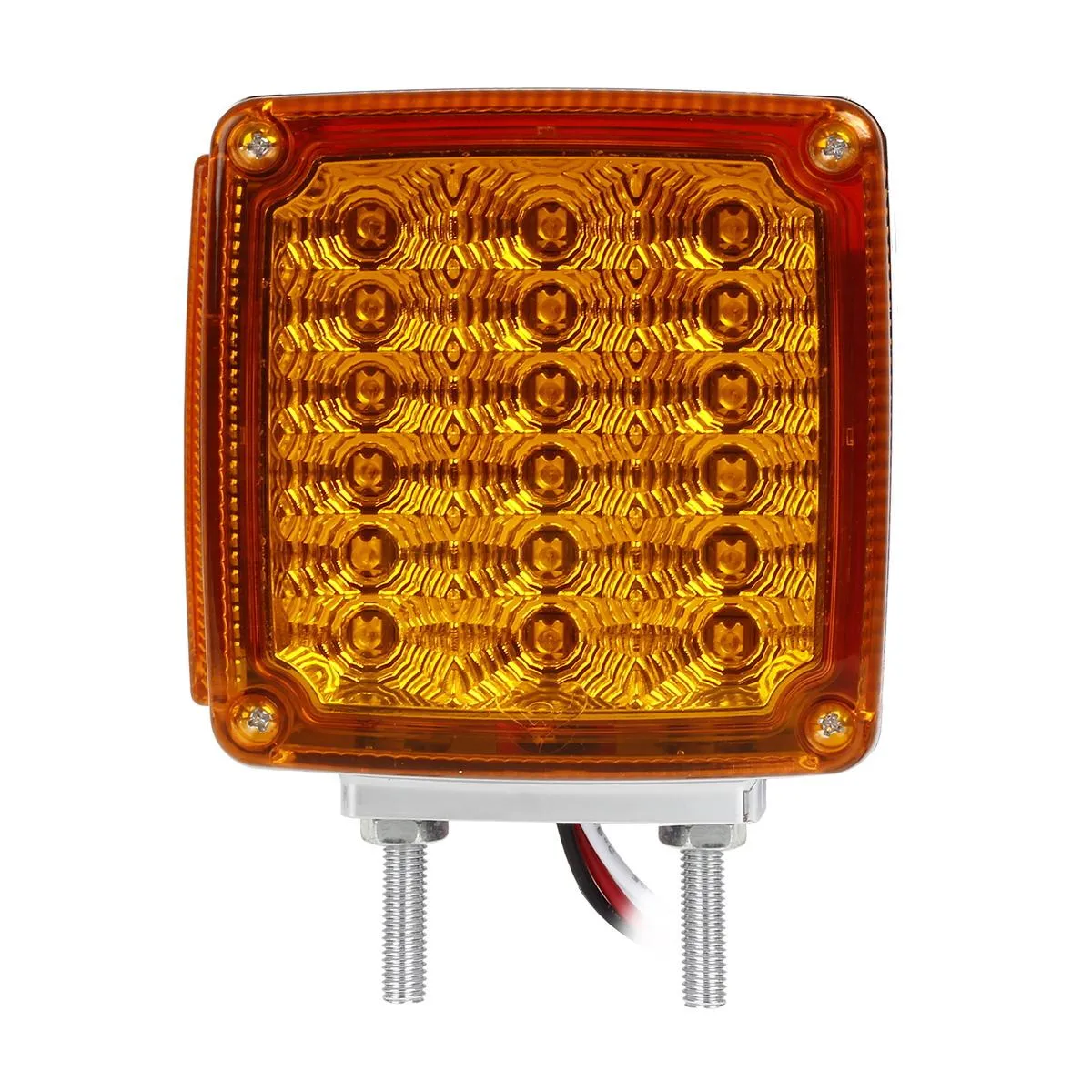 Partsam 2x Truck Trailer Square Double Face Pedestal Stop Turn Tail Light Amber / Red 39 LED for Trucks