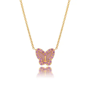 Pink Sapphire Butterfly Necklace