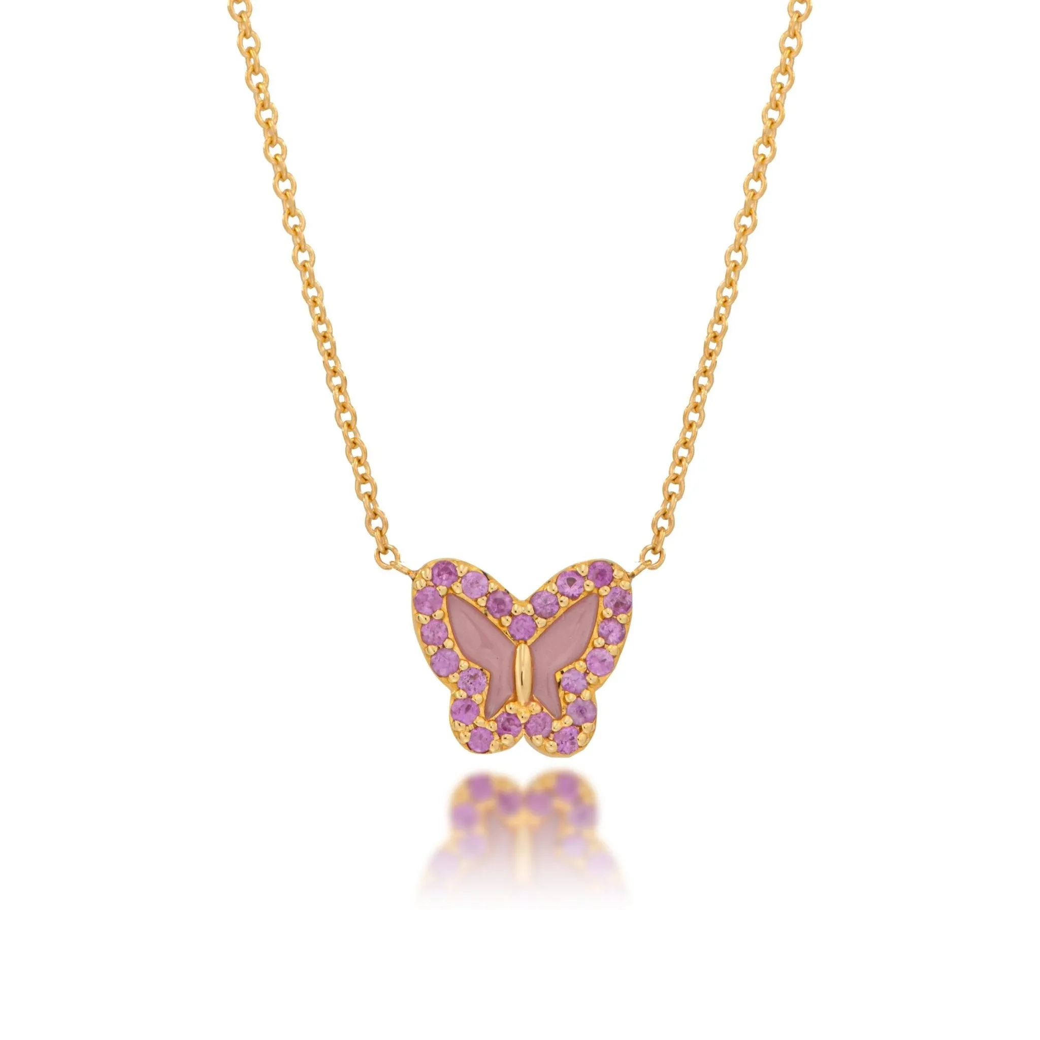 Pink Sapphire Butterfly Necklace