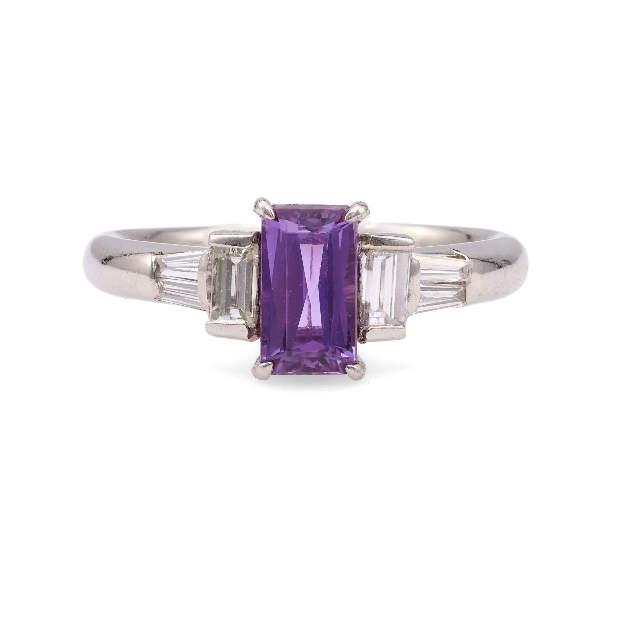 Purple Sapphire Diamond Platinum Ring