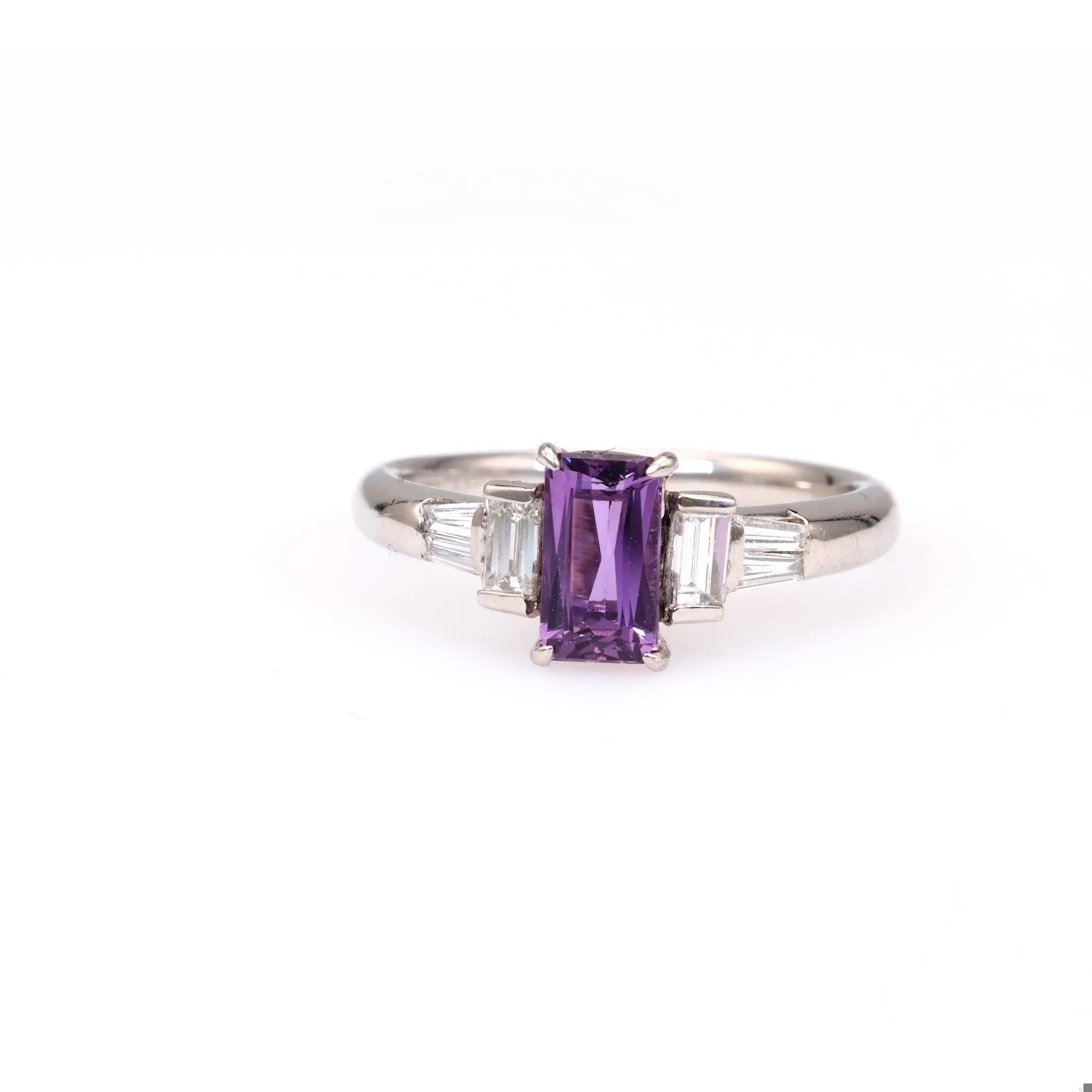 Purple Sapphire Diamond Platinum Ring