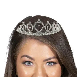 Queen's Metal Tiara with Diamante - Silver