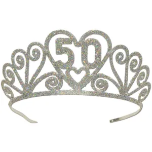 "50" Glittered Metal Tiara