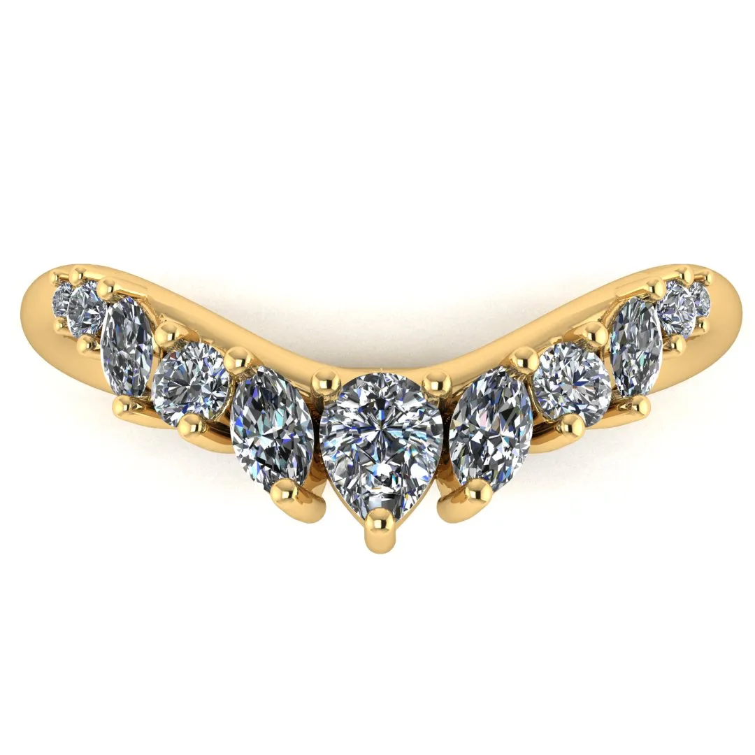 "Alice" Petals Pear, Marquise and Round 0.90ct Diamonds Shaped Eternity Band ET18