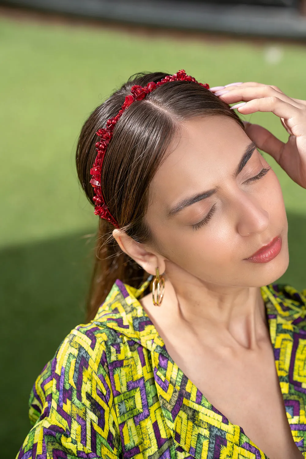 Red 3D Embroidery Headband