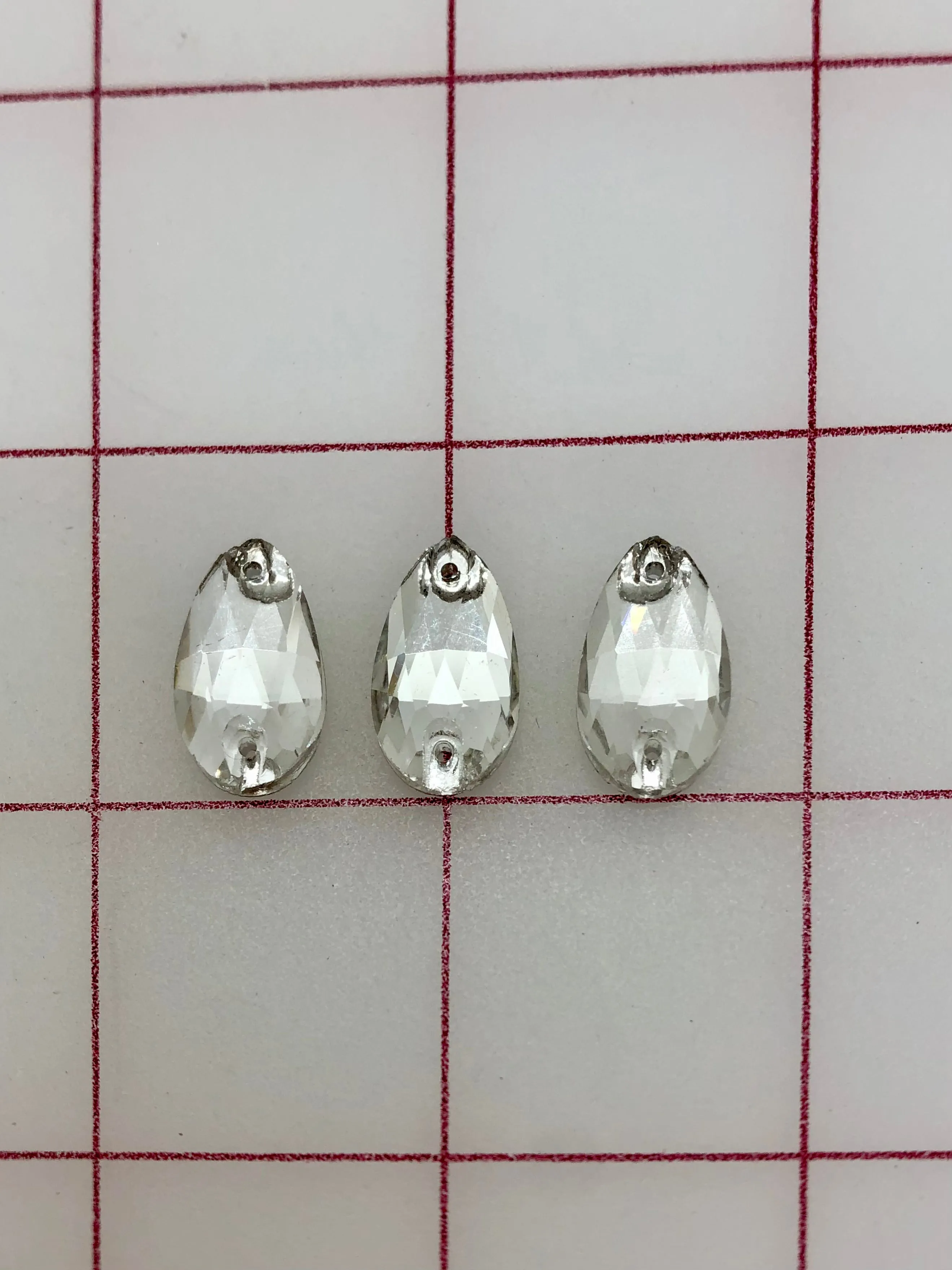 Rhinestones - 10x18mm Czech "Bright-Cut" Crystal Pear-Shape Sew-On