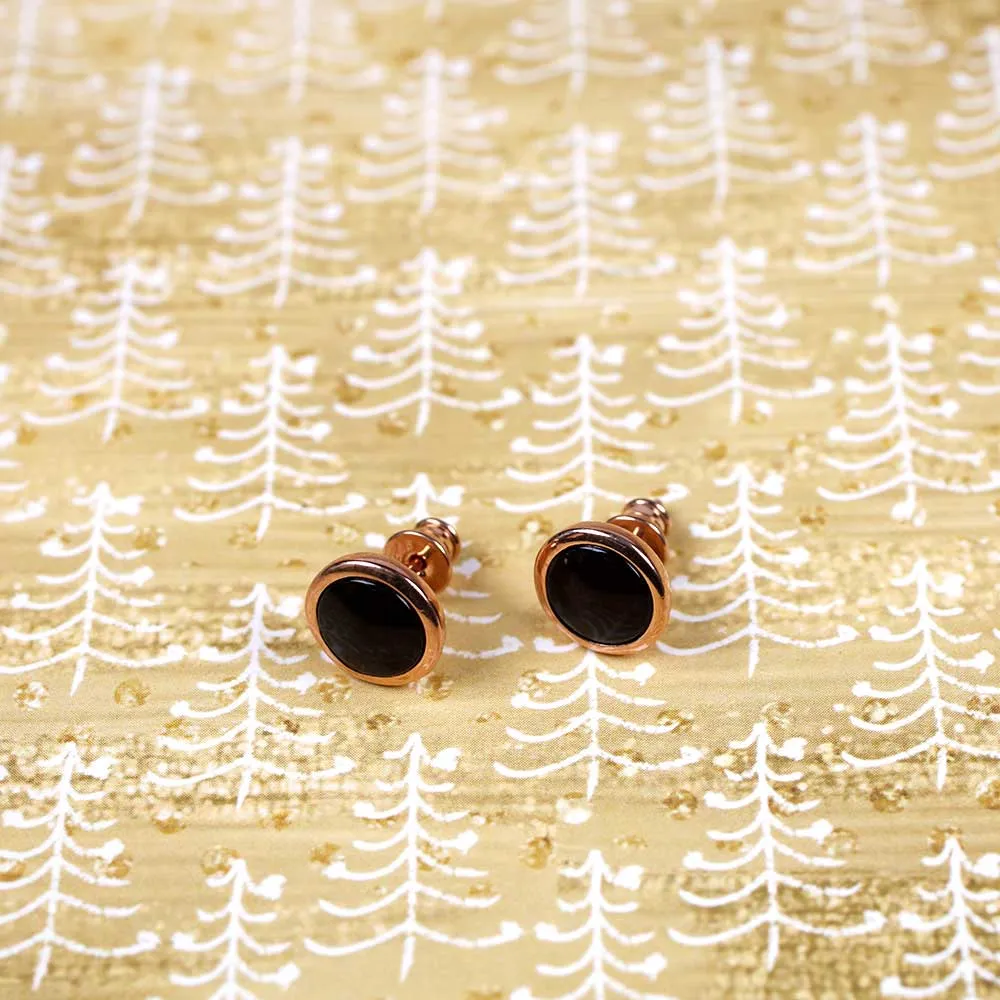 Rose Gold Vermeil & Amber Large Button Studs; 8mm