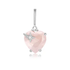 Rose Quartz Silver Heart Pendant