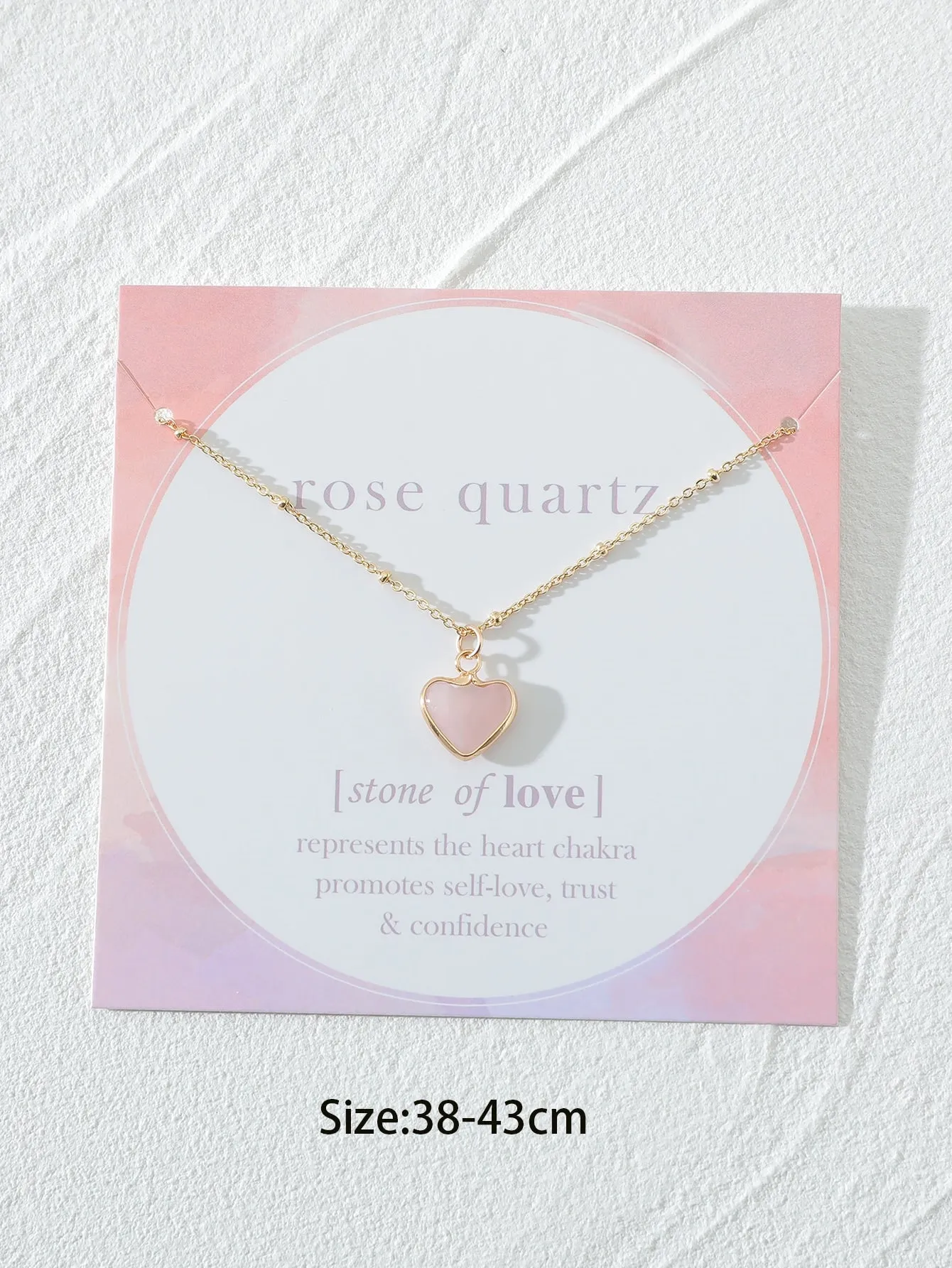 Rose Quartz Stone Heart Charm Necklace Jewelry for Women Gift for Her Necklace