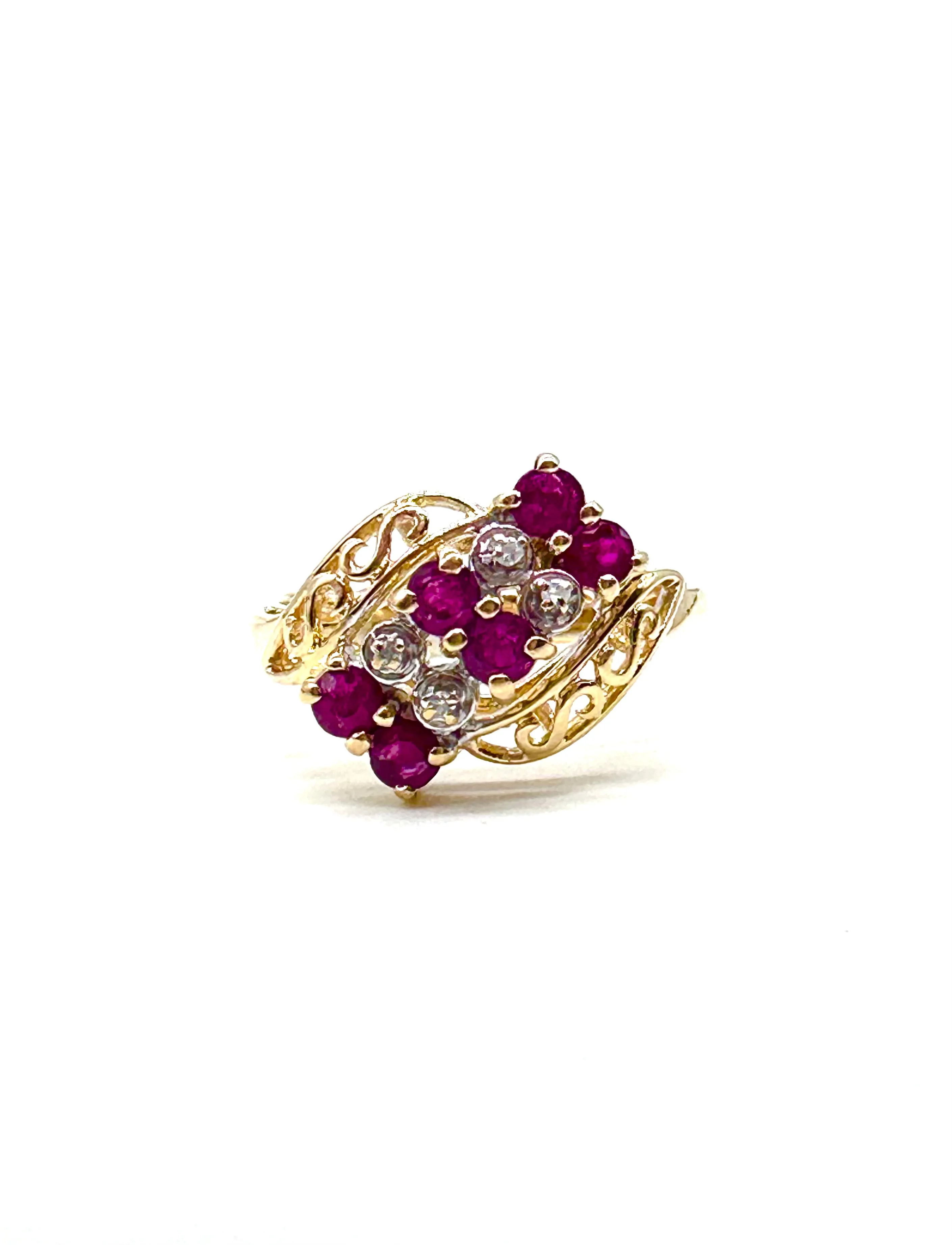 Ruby and Diamond bypass ring