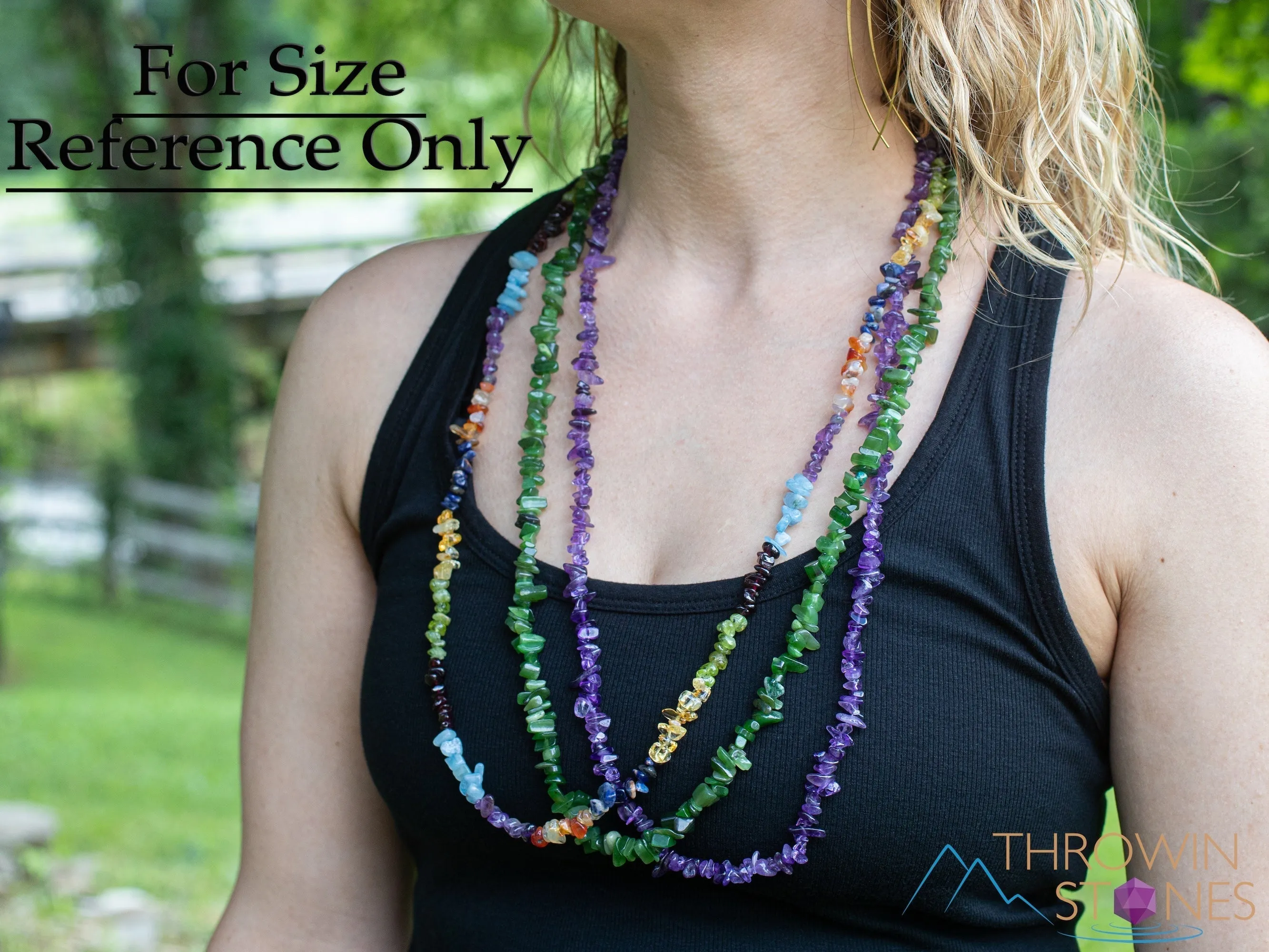 RUBY ZOISITE Crystal Necklace - Chip Beads - Long Crystal Necklace, Beaded Necklace, Handmade Jewelry,  E0807