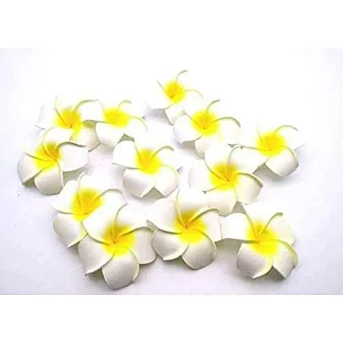 SATYAM KRAFT 48 Pcs Artificial Big Fake Foam Hawaii Beach Water floating Flowers for Decoration, Pooja Thali, Festival & Events, Home, Table, Badroom, Pooja room, DIY Craft (White, 6 cm)(Foam)