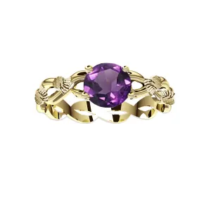 Scottish Thistle Edinburgh Celtic Twist Amethyst Ring