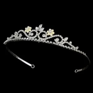 Silver Crystal and Faux Pearl Tiara